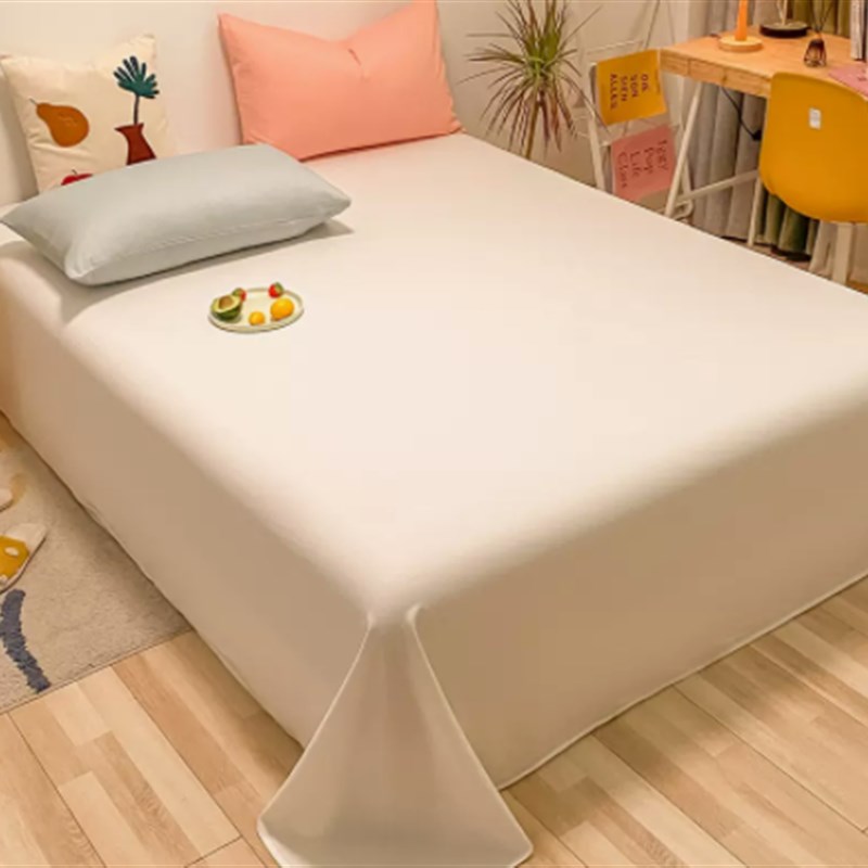 纯色床单单件单人床单学生宿舍素色被单双人粉色两米床纯白深灰