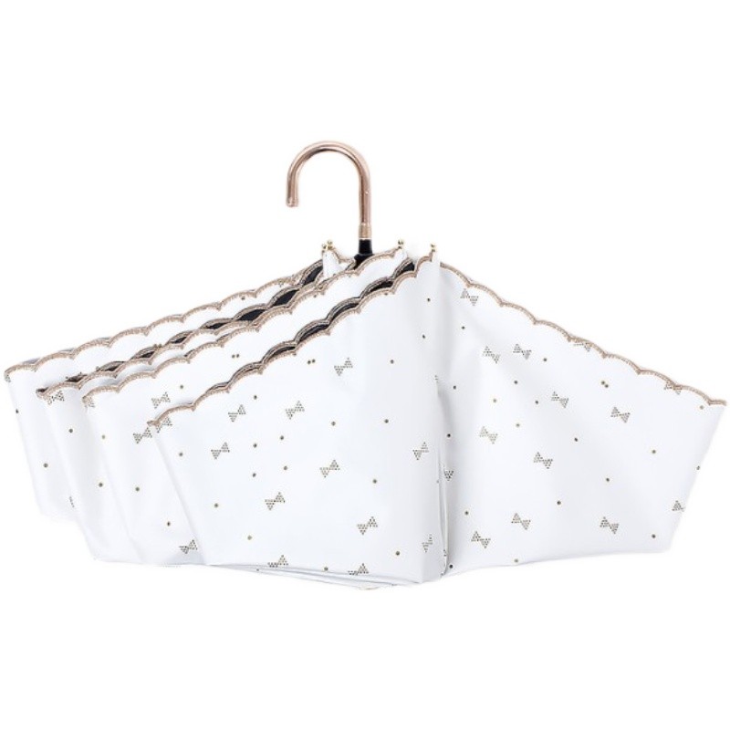 日系超轻遮阳伞三折防紫外线女弯钩太阳伞黑胶折叠晴雨伞两用防晒