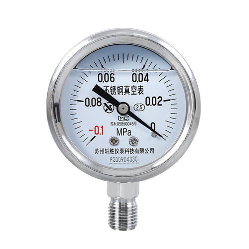 YN60BF -0.1-0MPa 耐震不锈钢真空表 防腐耐高温不锈钢负压表