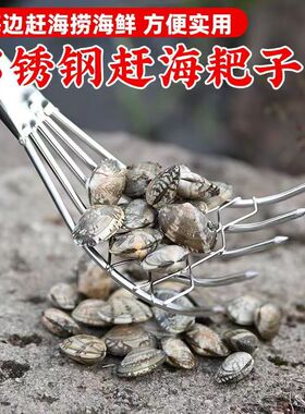不锈钢赶海耙子蛤蜊耙子沙滩挖贝壳海鲜蛏子赶海工具海蛎子挖土铲