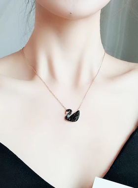 高品质显白天鹅系列灵动项链防水不掉色镶钻仿水晶锁骨链轻奢时尚