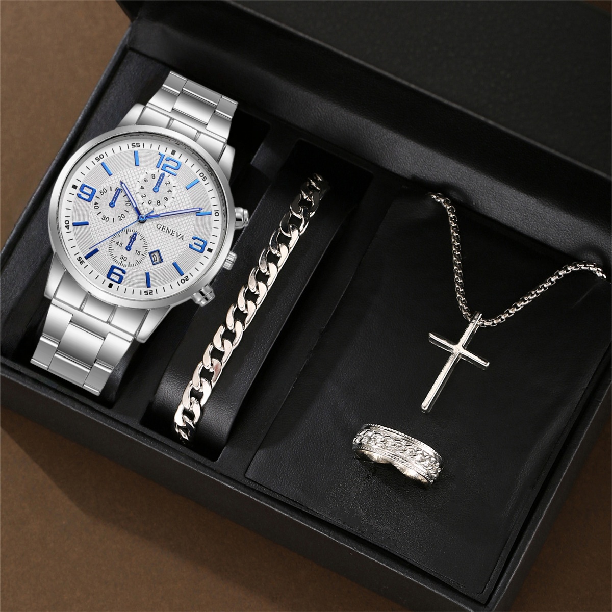 男士国潮炫酷大表盘男表男款痞帅钢带手表休闲商务简约黑骑士腕表