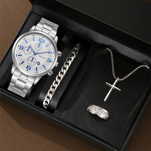 男士 痞帅钢带手表休闲商务简约黑骑士腕表 国潮炫酷大表盘男表男款