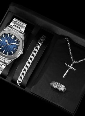 欧美潮流简约项链男士朋克嘻哈挂脖毛衣链帅气时尚潮男十字架吊坠