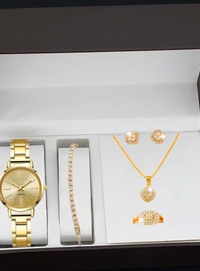 时尚金色女士简约爱心项链礼盒装七夕情人节礼物送女朋友饰品全套