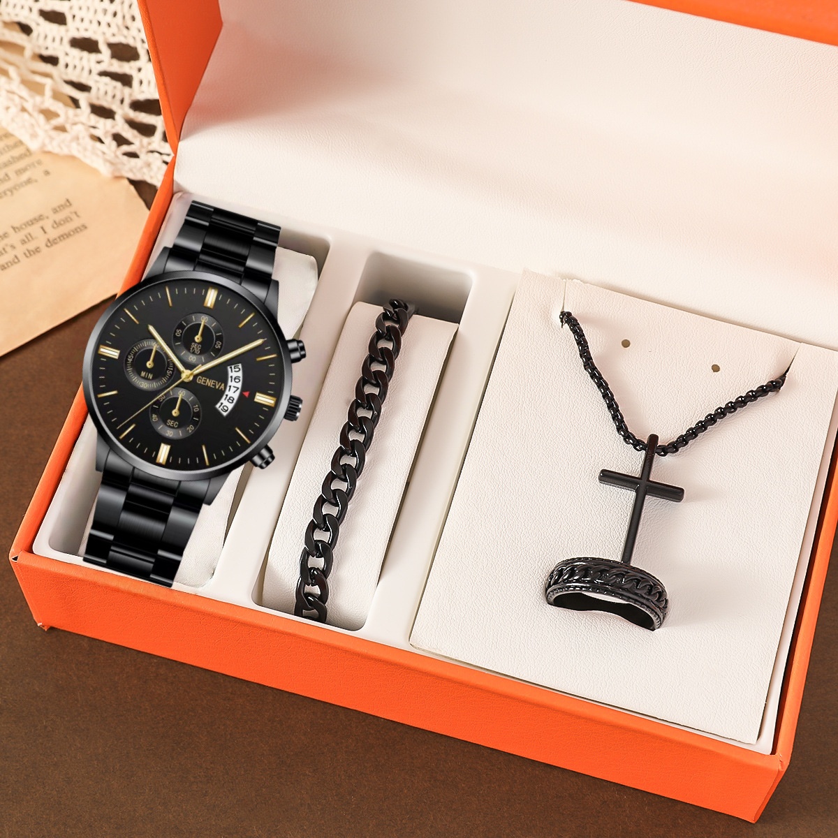 父亲节礼物高配版仿真名表商务简约休闲日历手表原装新款男士腕表