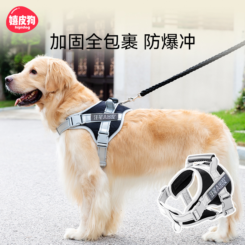 狗狗牵引绳防爆冲胸背带中型大型犬拉布拉多金毛大狗背心式遛狗绳
