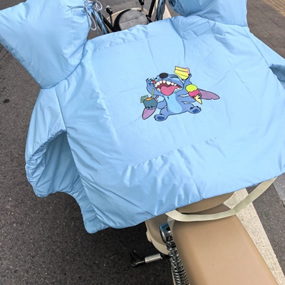 可爱史迪仔周边卡通电动车新型升级特厚双面防水防暴雨防寒挡风被