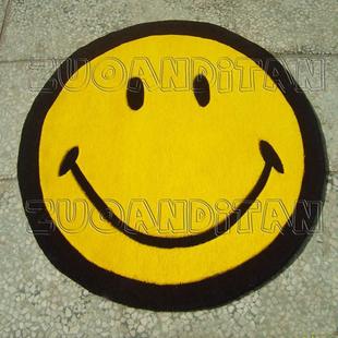 儿童卡通笑脸地毯电脑椅圆形地毯客厅卧室地毯入口大厅手工腈纶地