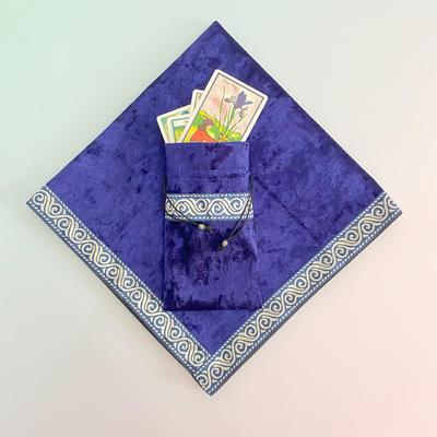 藏蓝色塔罗牌桌布牌袋加厚钻石绒防滑无静电推牌顺韦特tarot牌