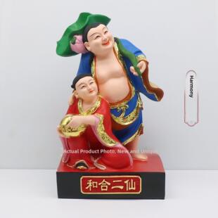 包邮树脂和合二圣居家供奉神像工艺品摆件 卧室12寸 客厅和合二圣