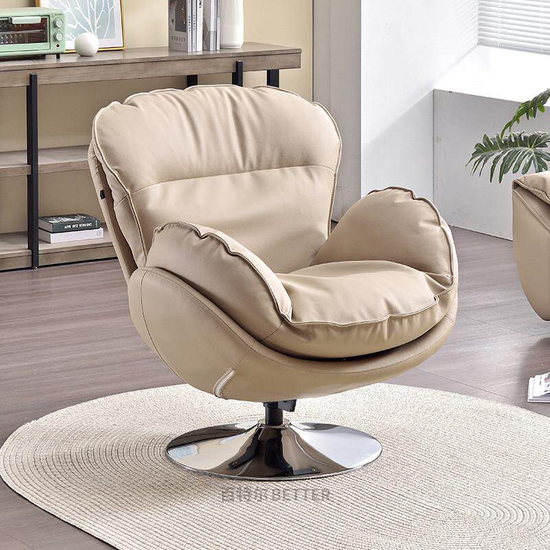 现代简约单人蛋壳沙发椅休闲 懒人覆古花布沙发家用客厅旋转沙发