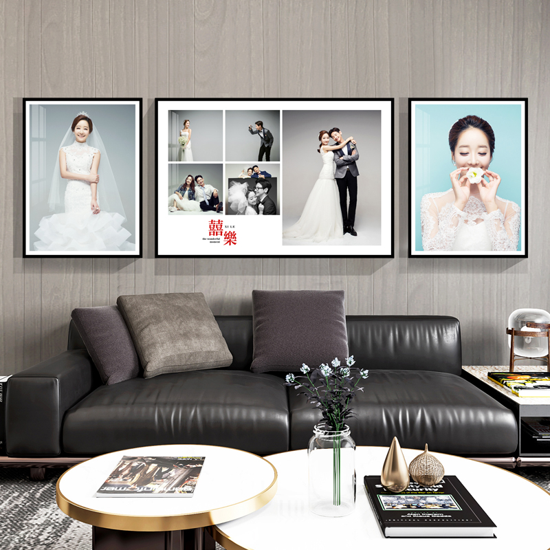 婚纱照放大挂墙床头组合画框结婚照洗照片相框定制客厅挂画装饰画
