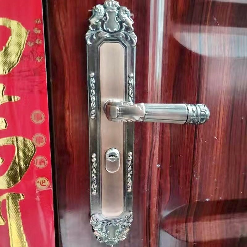 老式把手加厚执手红古铜锁防盗门大门内锁铝合金