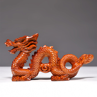 梨木质五爪龙补角实木雕刻龙生肖龙木龙家居客厅业送礼品