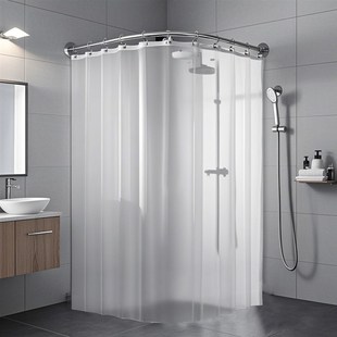 弧形浴帘免打孔挂帘浴帘杆L伸缩浴室防水防霉隔断帘