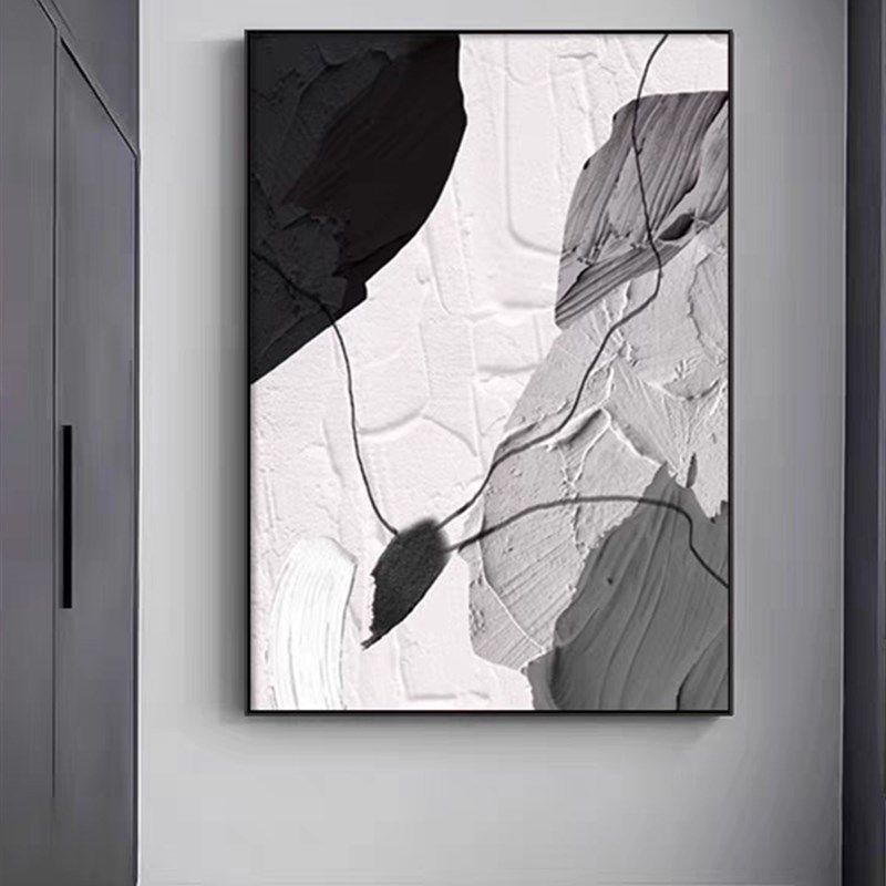 侘寂风极简黑白灰客厅沙发背景墙装饰画现代抽象入户玄关挂画,家居饰品,现代装饰画,淘宝优惠券,粉丝福利购,淘宝优惠卷