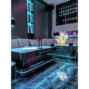 现货轻奢派对KTV茶几发光散台酒吧台夜场不锈钢包厢卡座钢化玻璃