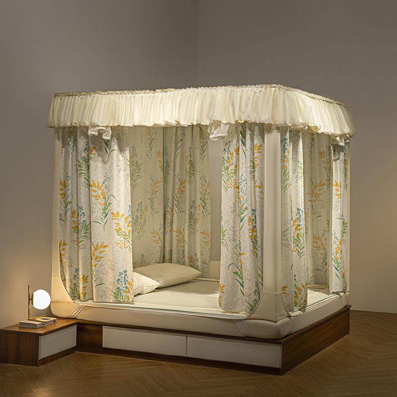 遮光蚊帐卧室家用帘一体式婴儿童防尘防摔全包宿舍床上围帘免安装