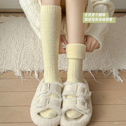 厚袜子女冬季加绒加厚长筒居家保暖厚款小腿袜秋冬堆堆袜毛茸茸