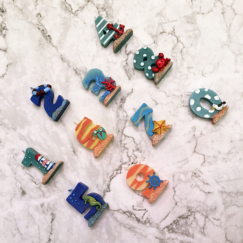 海洋生日蜡烛数字创意可爱网红单个大号蛋糕装饰摆件男孩男生儿童