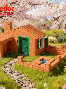 德国teifoc贝多芬别墅3合1泥瓦匠儿童手工diy小屋盖房子砌墙玩具