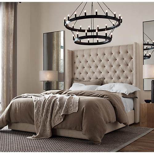 美式乡村布艺床简欧拉扣公主婚床1米8双人床软体布床来图制作