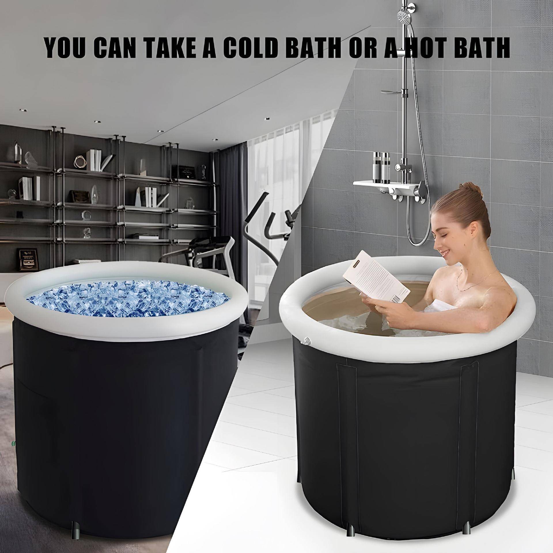 沐浴桶泡澡桶全身冷热水通用浴桶圆形坐加厚可折叠便携式洗澡家用