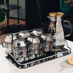 家用客厅待客水杯茶杯水具家庭喝水杯子茶具杯具高级感 玻璃杯套装