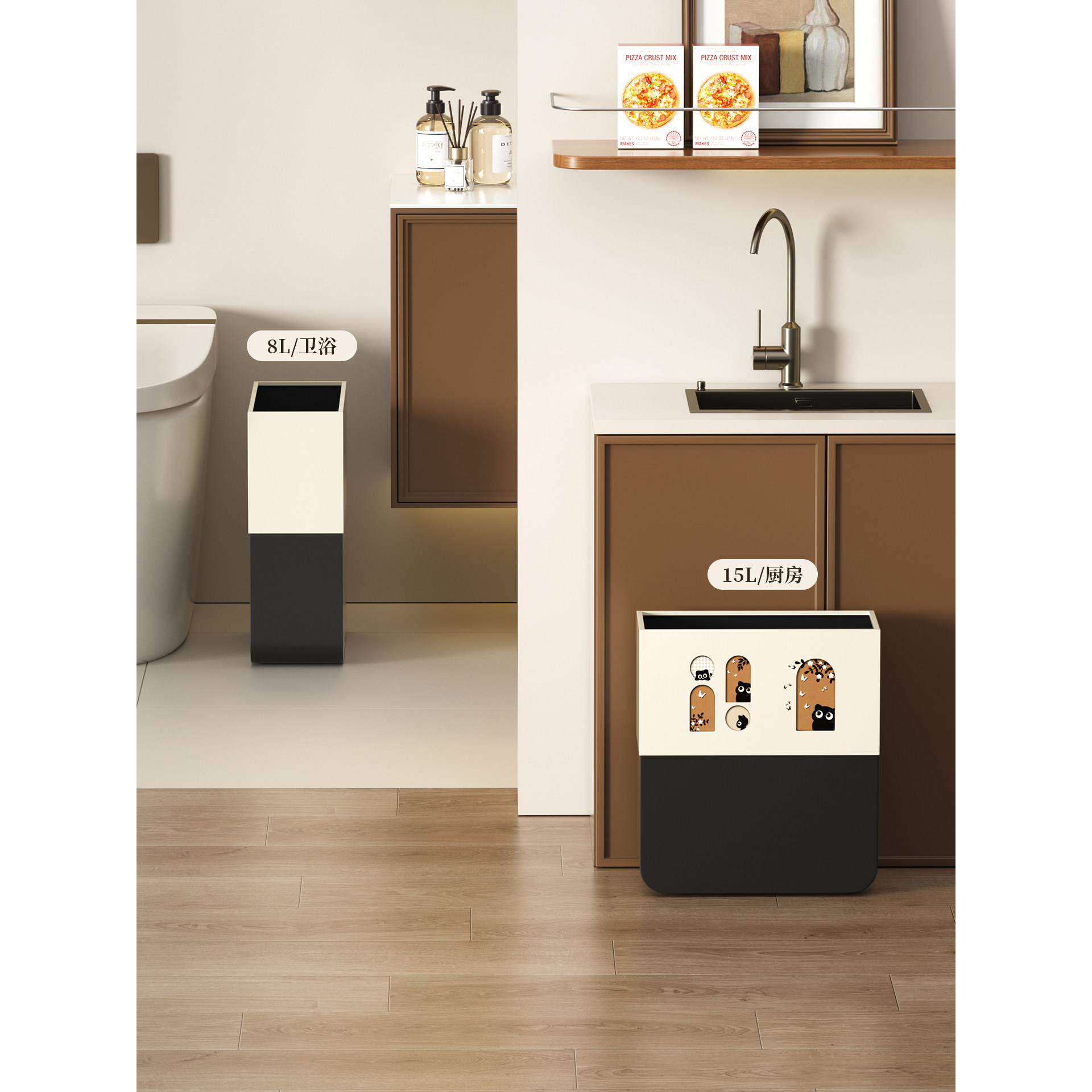 意式极简风垃圾桶大号大容量厨房客厅2025新款铁质轻奢高级感纸篓