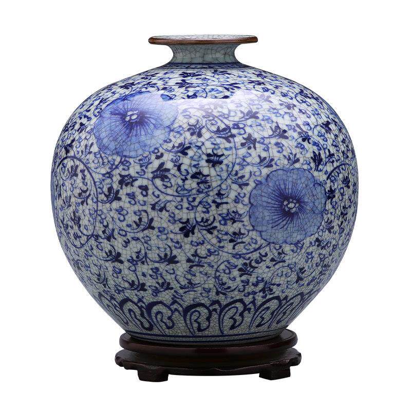 德镇瓷花器手绘仿古青花瓷花瓶大HX-手绘号石景榴陶瓶客厅插家居
