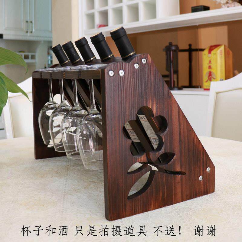红酒架摆件实木红酒杯架酒柜展示架家用高脚杯架倒挂欧式葡萄酒架