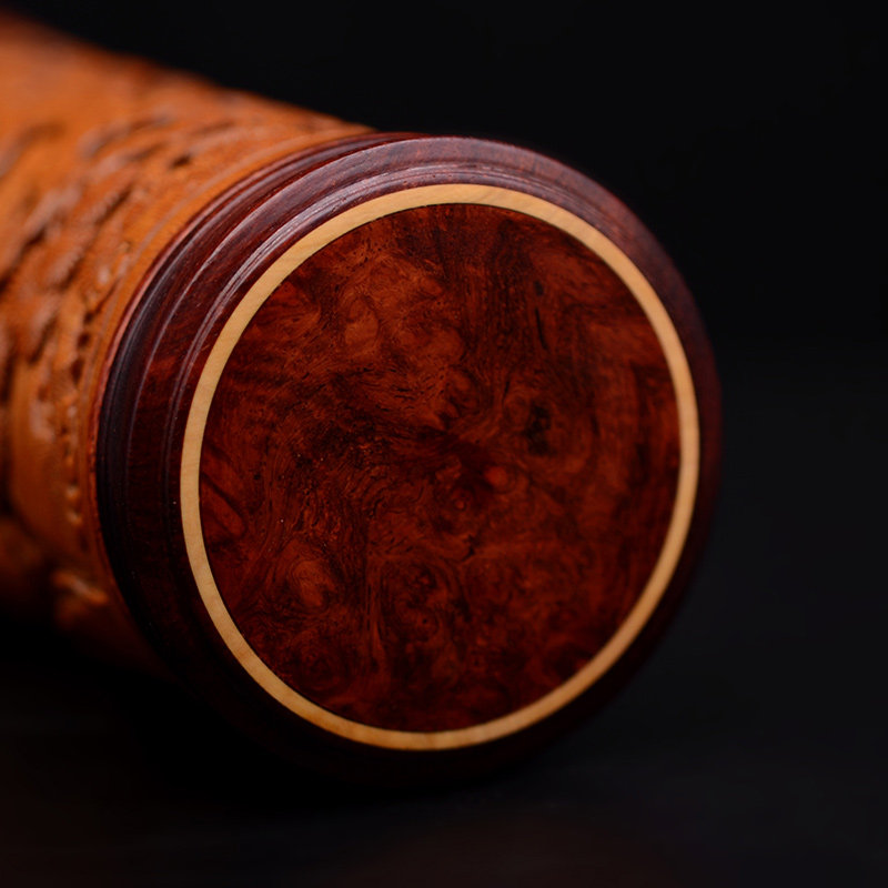 名家张念超竹雕茶叶罐竹筒渔樵耕读茶叶筒竹制密封罐存茶罐竹制品