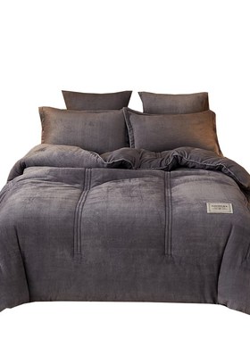 加绒被子冬被棉被加厚保暖被芯春秋被褥单人学生宿舍灰色男生