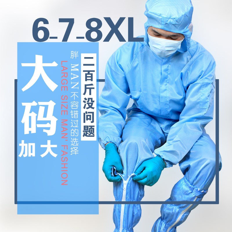 防静电工作服喷漆无尘服洁净服加大加肥长款连体连帽分体衣防护服