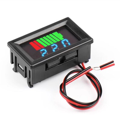 汽车电动车锂电池铅酸电池电瓶电量表电压表 12V36V48V60V72V显示