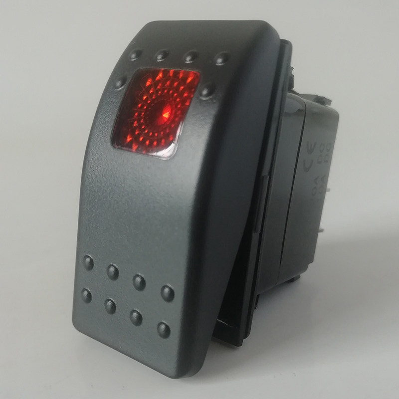 汽车改装灯开关12V两档自锁黄光船型翘板按钮电路控制24V通用新品