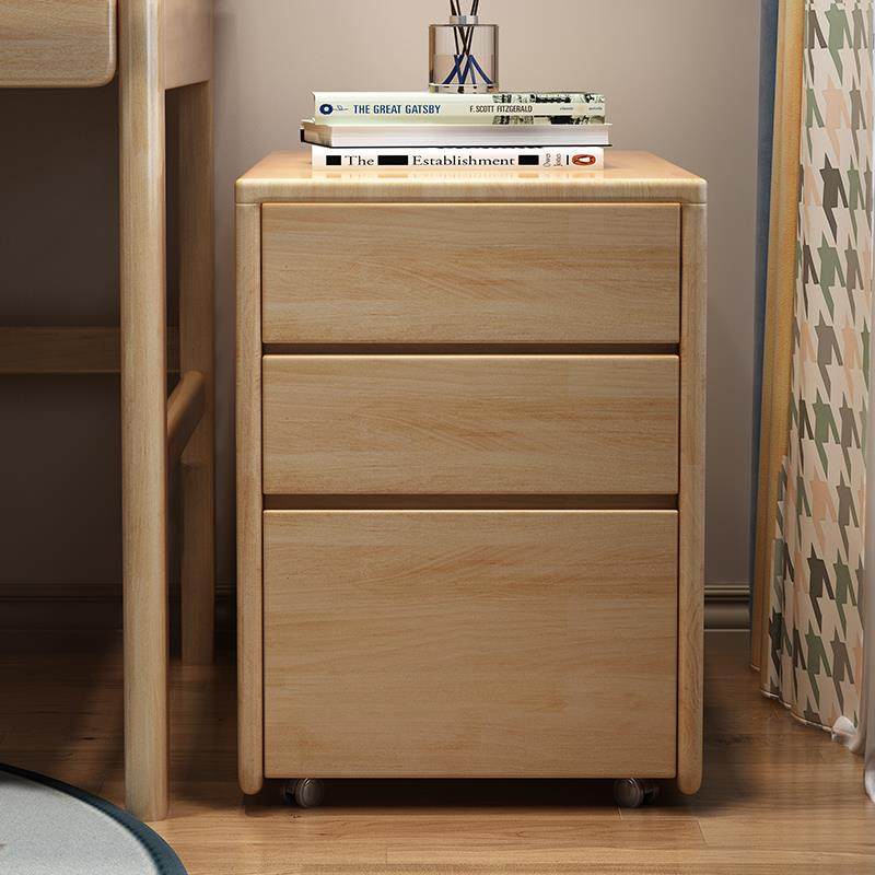 办公室文件柜木质收纳柜实木小柜子移动抽屉柜带轮桌下收纳柜矮柜