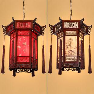 中式彷古实木六角宫灯门头走廊阳台灯笼覆古寺庙祠堂长廊户外吊灯