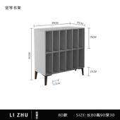 斯堪 纳维亚书架简单 书柜黑色格纹橱柜客厅展示柜学习存储低柜