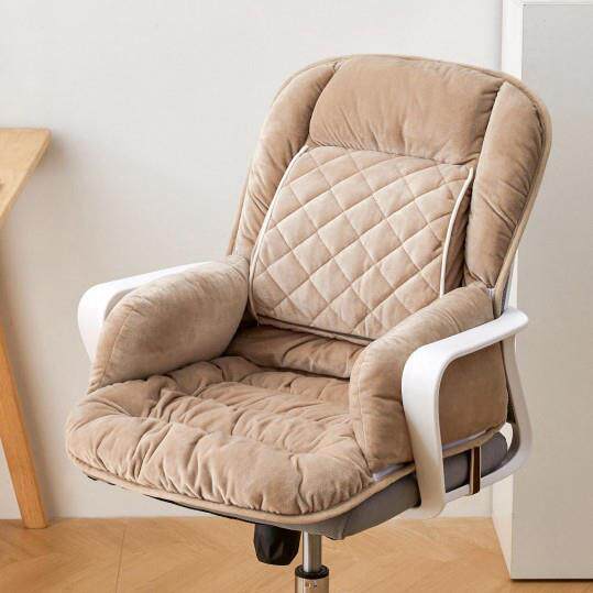 加热坐垫办公室椅子垫子冬季保暖护腰靠垫久坐不累靠背一体屁股垫