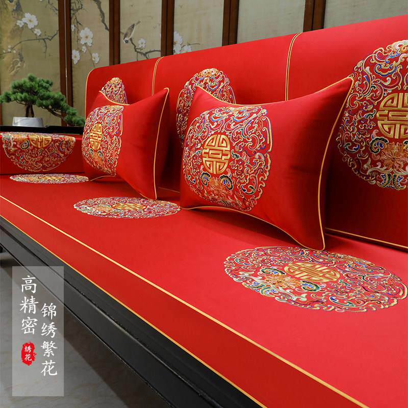 红木沙发坐垫实木家具坐垫中式沙发坐垫套罗汉床定制海绵乳胶棕色