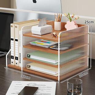 桌面书架办公桌书立置物架小工位办公用品神器书桌台面文件收纳架