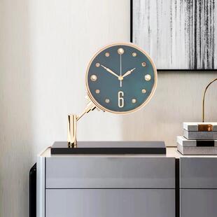 个摆性石艺术件时钟客厅现简约轻奢钟表座钟静音英钟家用代台2108