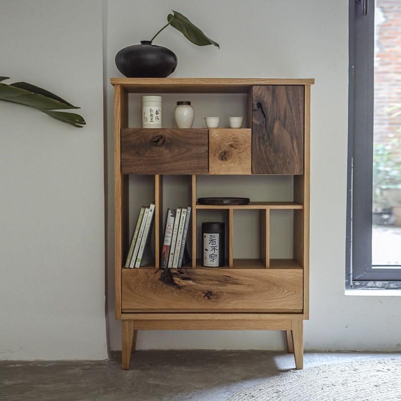 野径生活 纵横飘约窗柜小书YMP-G-78柜现储代简实木侘寂自结疤然