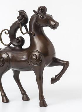 铜马马摆件 马上封工侯猴摆艺件上有钱猴 骑猴马 马到msfh001成功