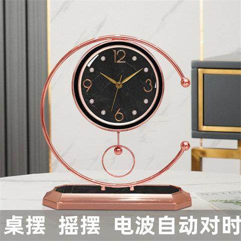 网新红轻奢客厅座钟WFK台钟用台式坐钟现代简约摆钟表家件2023款