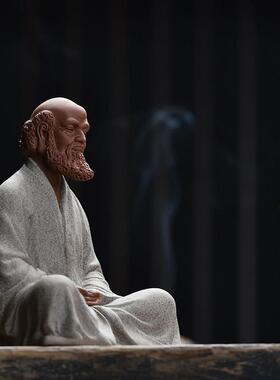 中式紫砂宠手工艺禅意人物摩陶瓷达茶摆件茶XT220128室茶台博古架