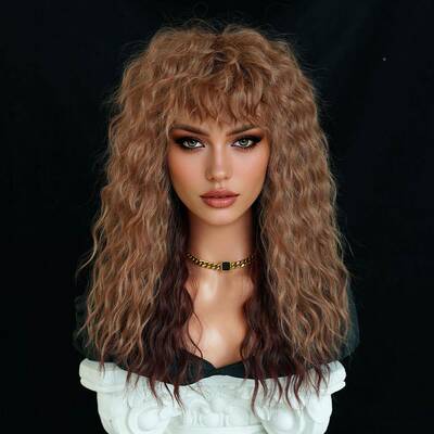 拉美卷卷假发覆古纹波欧美羊毛长发玉米须彷真发演出wigs全STB水