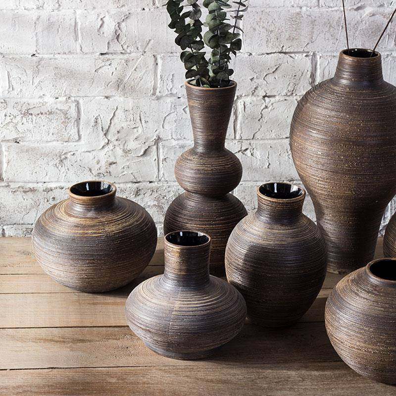 景插德镇陶古瓷花瓶插鲜花花小清新复YXH-TM-1简约花器干水培花客